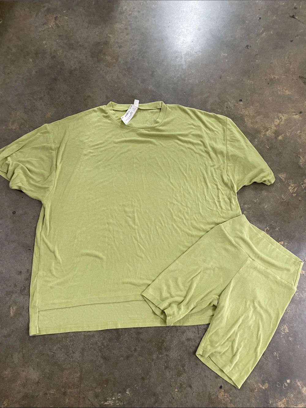 Lime Green Relaxed Tee and Bike Short Set